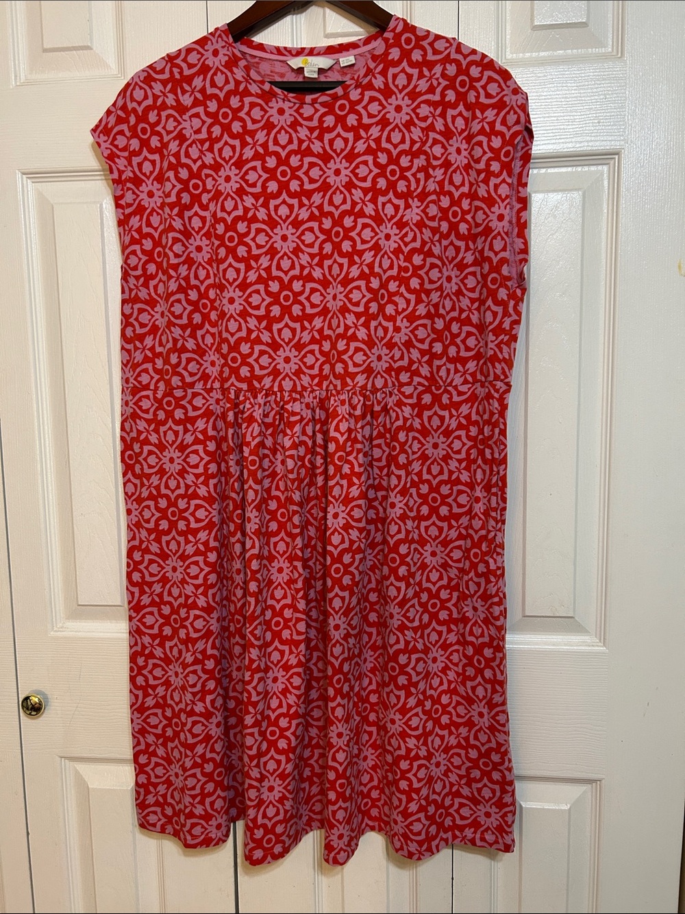 Boden Red Floral Pattern Midi Dress